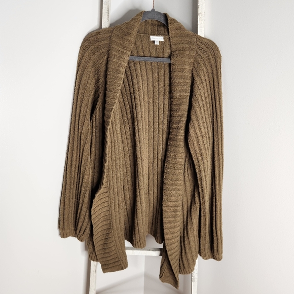 Garnet Hill Sweaters - Garnet Hill Womens XL 100% Organic Cotton Pocket Open Front Cardigan Sweater
